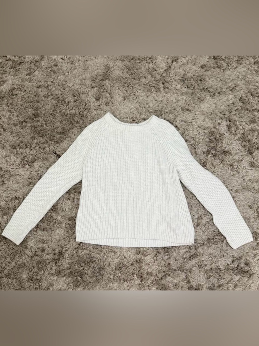 Quince White Ribbed Summer Sweater M